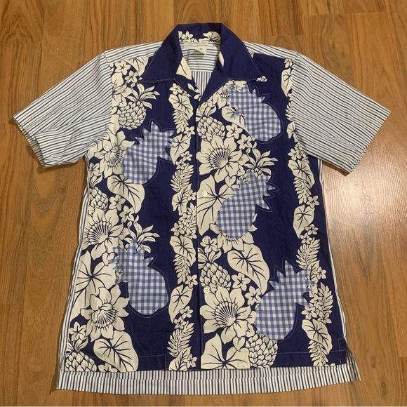 Comme des Garcons Floral Plaid Patchwork Pineapple Pattern Button Up Men’s Small